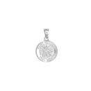 Small St. Michael Medal Charm Pendant - 14K White Gold - by Dazyle