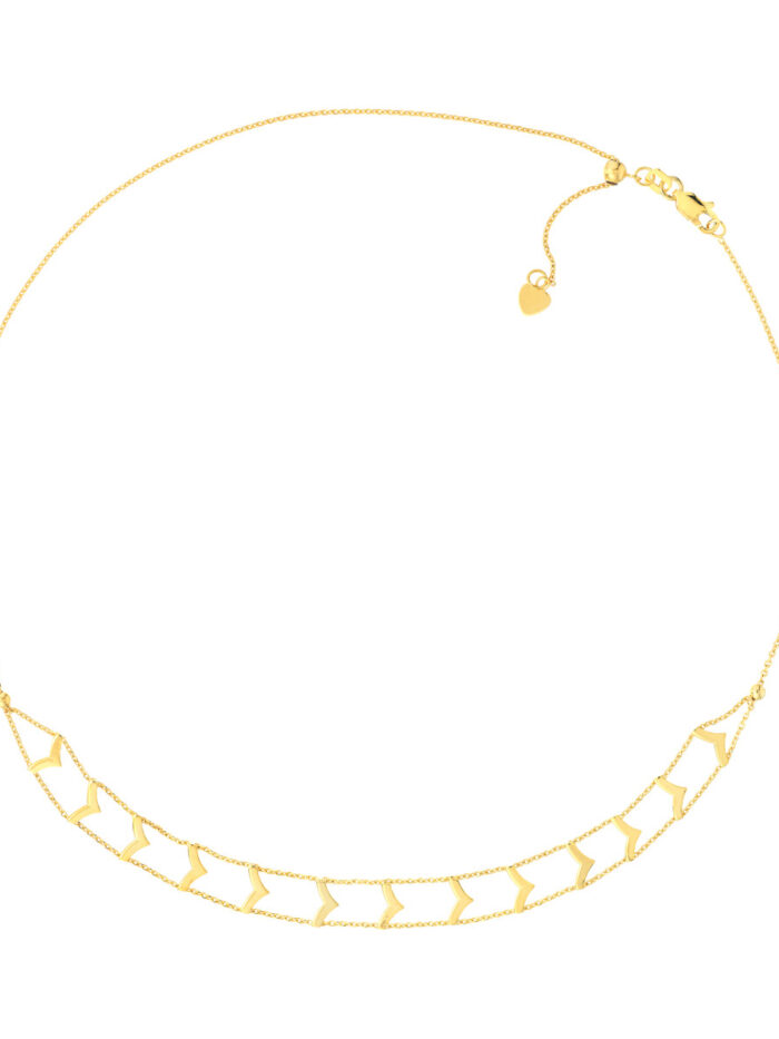 Chevron Adjustable Choker - 14K Yellow Gold - 16 Inch - by Dazyle