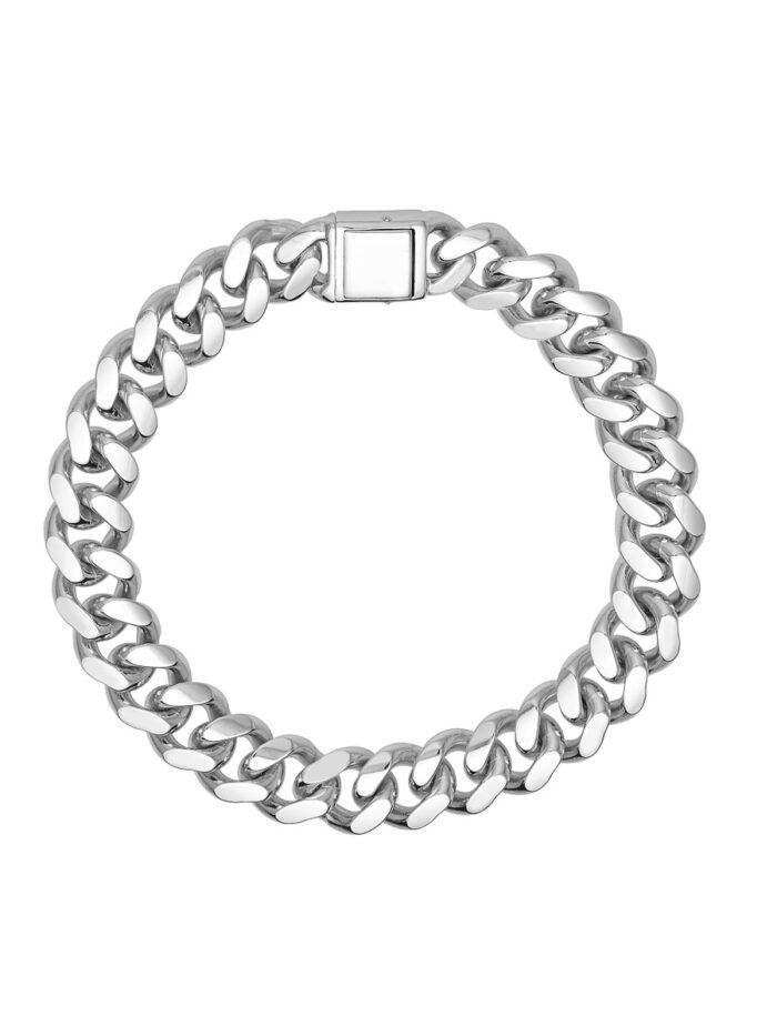 13.2mm Miami Cuban Snap-Lock Bracelet - Sterling Silver 8.5 inch - by Dazyle