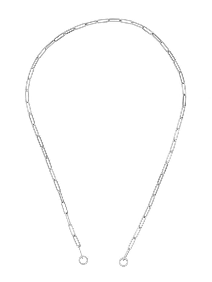 3.80mm Split Hollow Paperclip Chain Necklace - 14K White Gold 20 Inch - by Dazyle