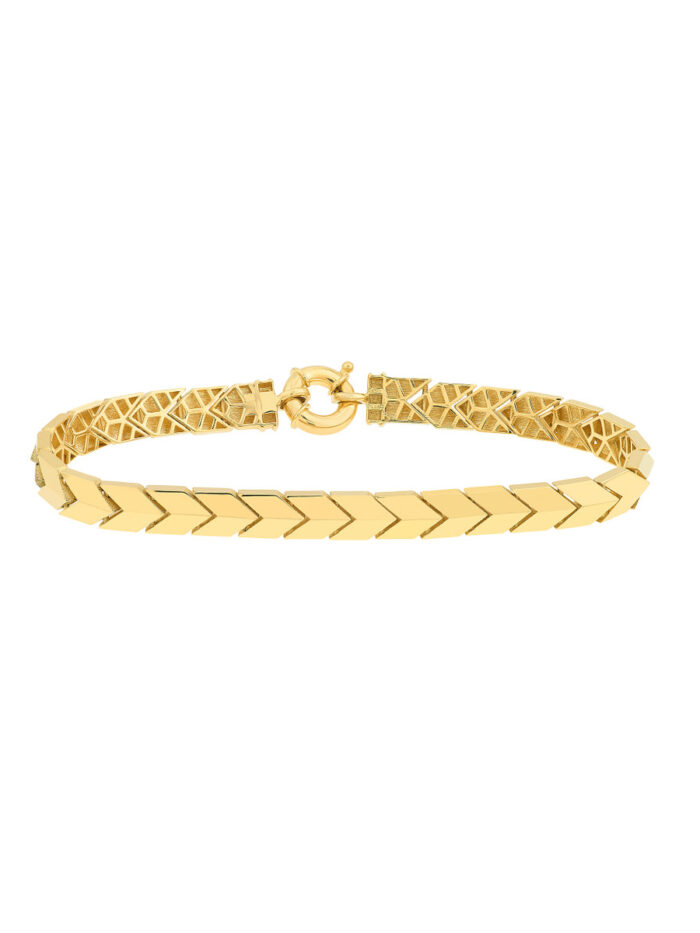 Polished Arrow Link Bracelet - 14K Yellow Gold 7 Inches - by Dazyle
