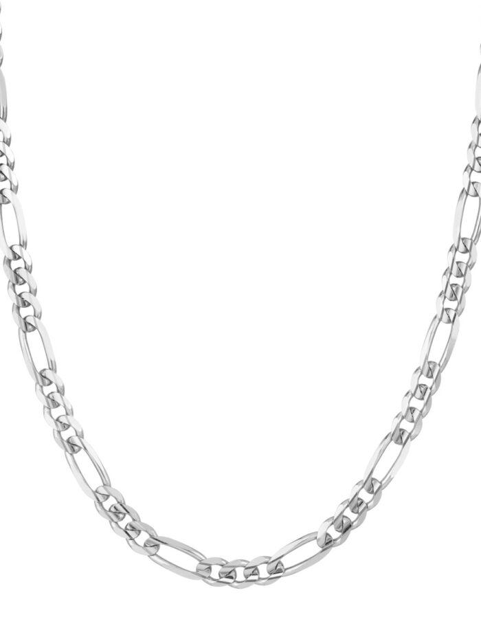Sterling Silver Concave Figaro Chain Lobster Closure Chain Necklace - Sterling Silver 18 inches - by Dazyle