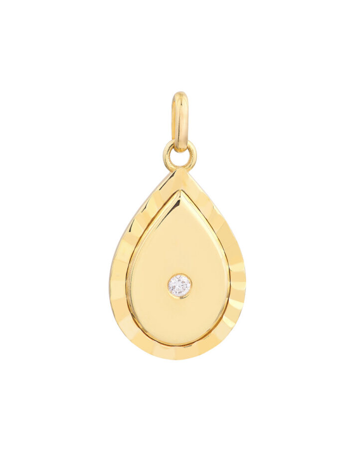 1/20tcw Diamond Teardrop Pendant - 14K Yellow Gold - by Dazyle