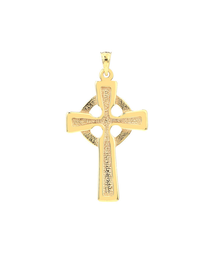 Hammered Celtic Cross Pendant - 14K Yellow Gold - by Dazyle