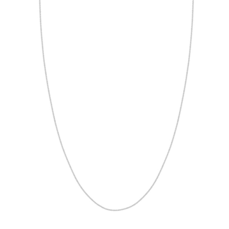 Adjustable Wheat Chain Necklace with Slider - 10K White Gold 22-inch Adjustable - by Dazyle