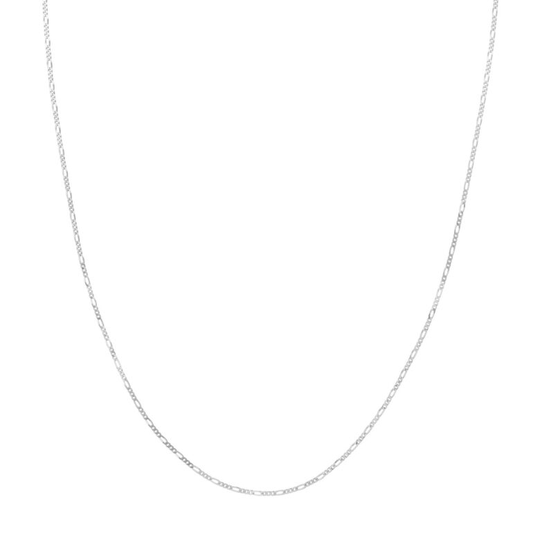 1.28mm Adjustable Child's Figaro Chain - 14K White Gold (13 to 15 inches) - by Dazyle