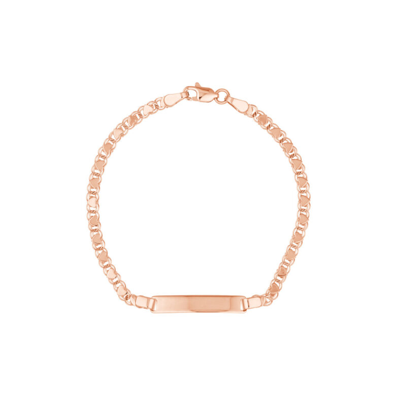 Heart Shaped Mirror ID Bracelet - 14K Rose Gold - 6.0 Inches - by Dazyle