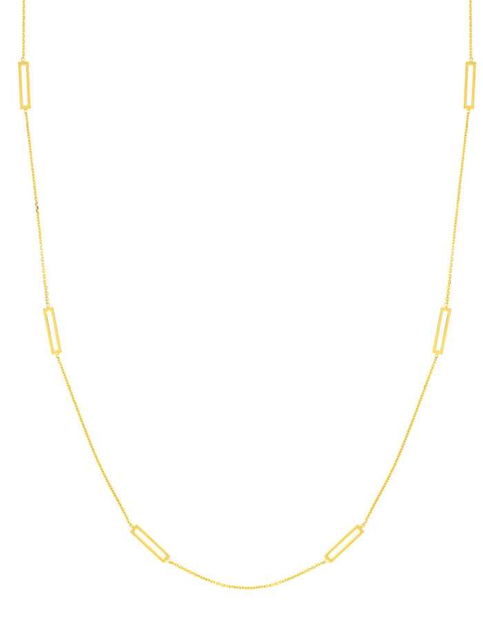 Open Bar Stations Adjustable Necklace - 14K Yellow Gold - 18 Inch - by Dazyle