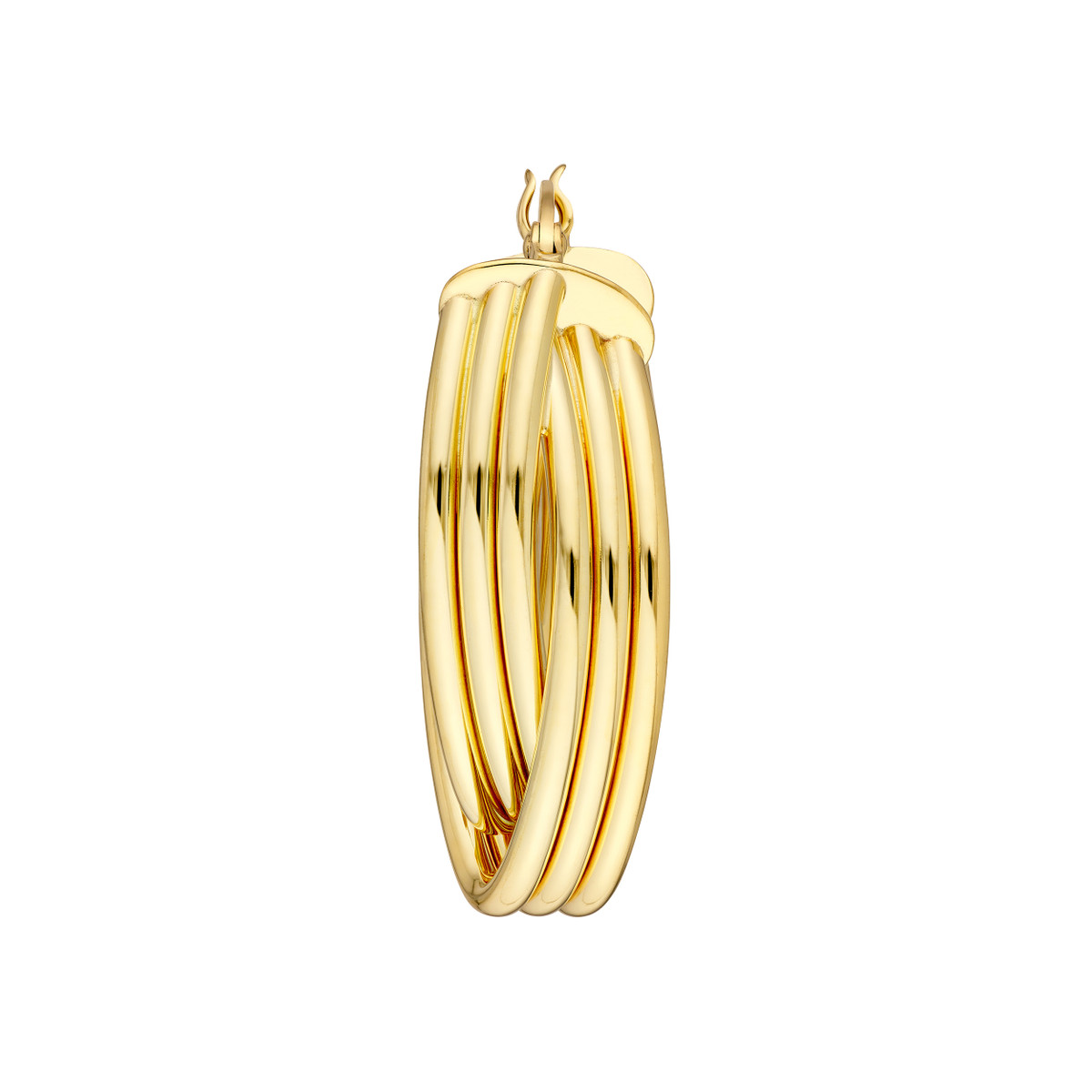 14K Yellow Gold Multi Tube Knot Hoops Hinge Closure - Earrings - by Dazyle - Image 3