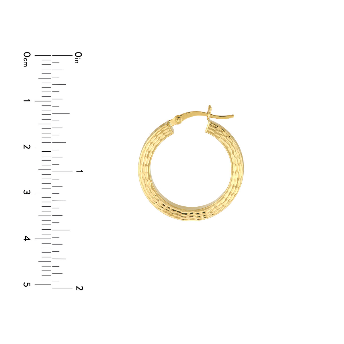 Diamond-Cut Square 14K Yellow Gold Hoop Earrings - 25mm - by Dazyle - Image 4