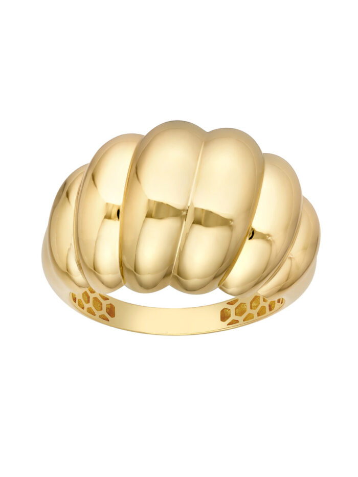 Twisted Polished Dome Ring in 14K Yellow Gold - Size 6, 7, or 8 - by Dazyle