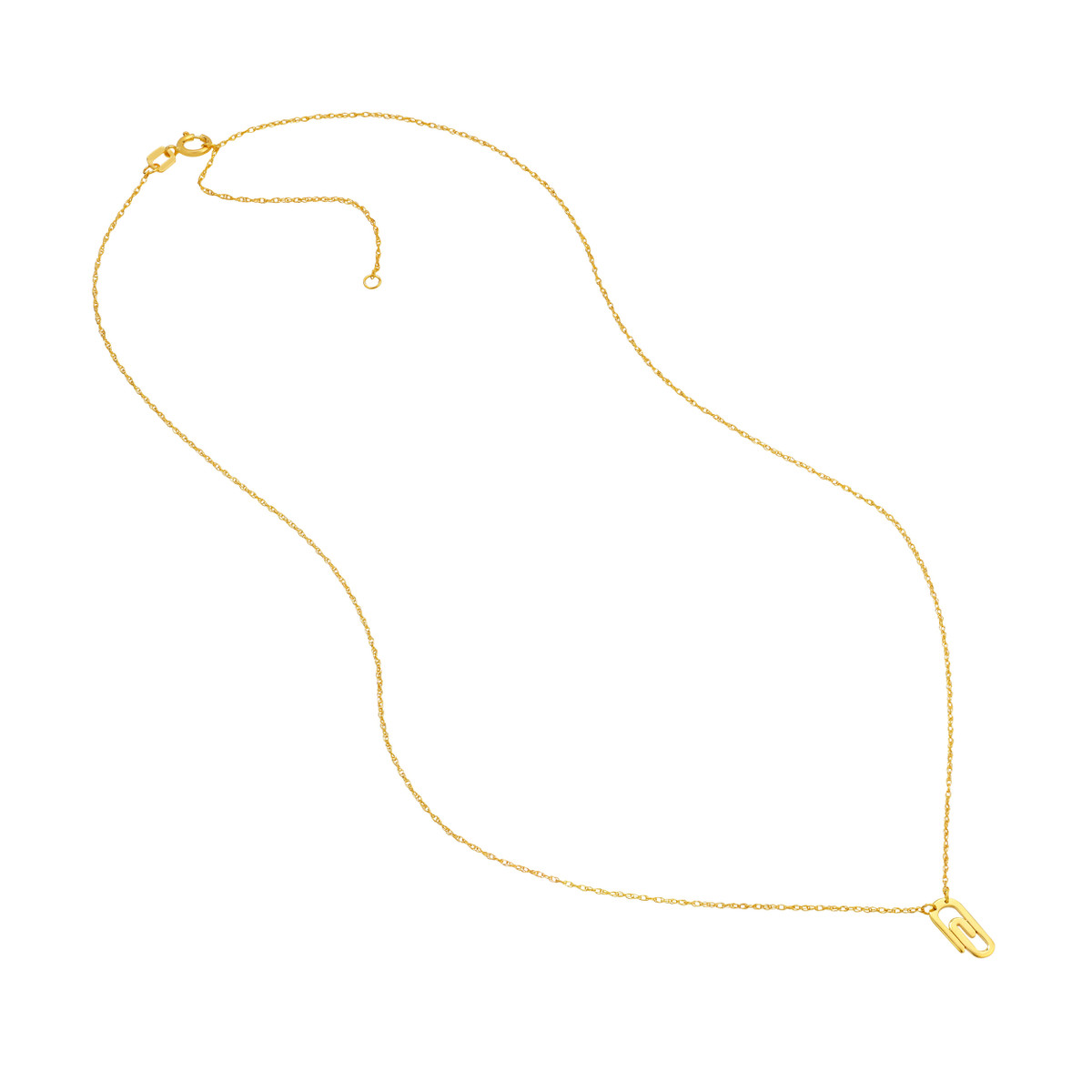 Paper Clip Necklace - 14K Yellow Gold Adjustable 16 to 18 inches - by Dazyle - Image 3
