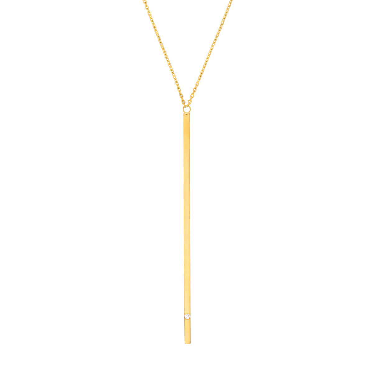 14K Yellow Gold Vertical Bar Dangle Necklace with 1/2ct Diamond - 14K Yellow Gold, 18in Adjustable - by Dazyle