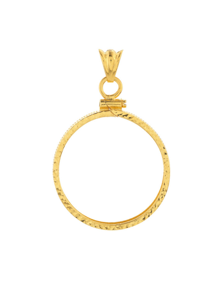 Australian Kangaroo Coin Bezel 1/2 Oz Diamond Cut - 14K Yellow Gold - by Dazyle