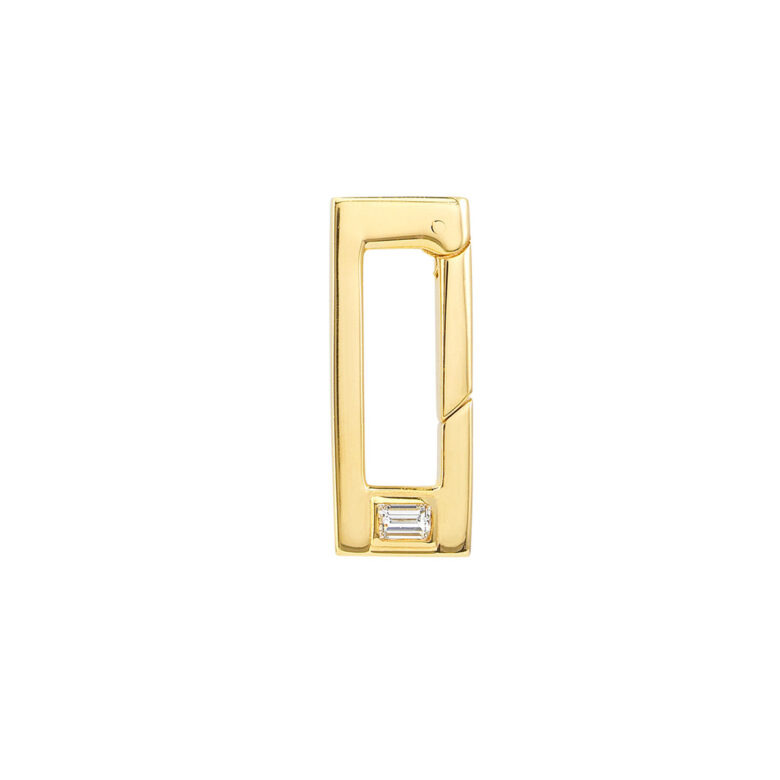 14K Yellow Gold Rectangular Diamond Push Lock - for Chains - by Dazyle
