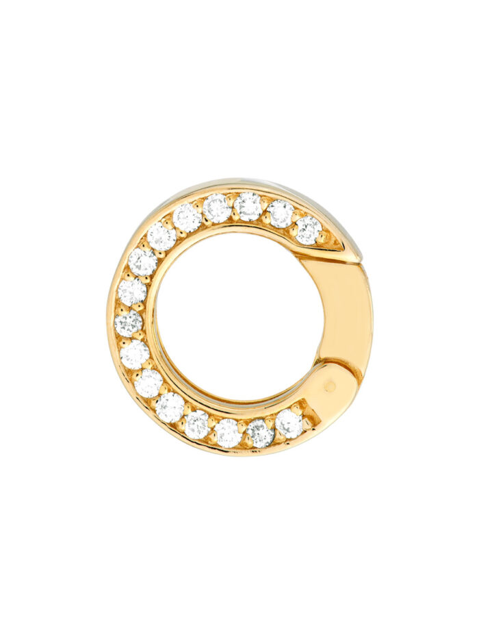 Diamond Round Push Lock - 14K Yellow Gold - by Dazyle