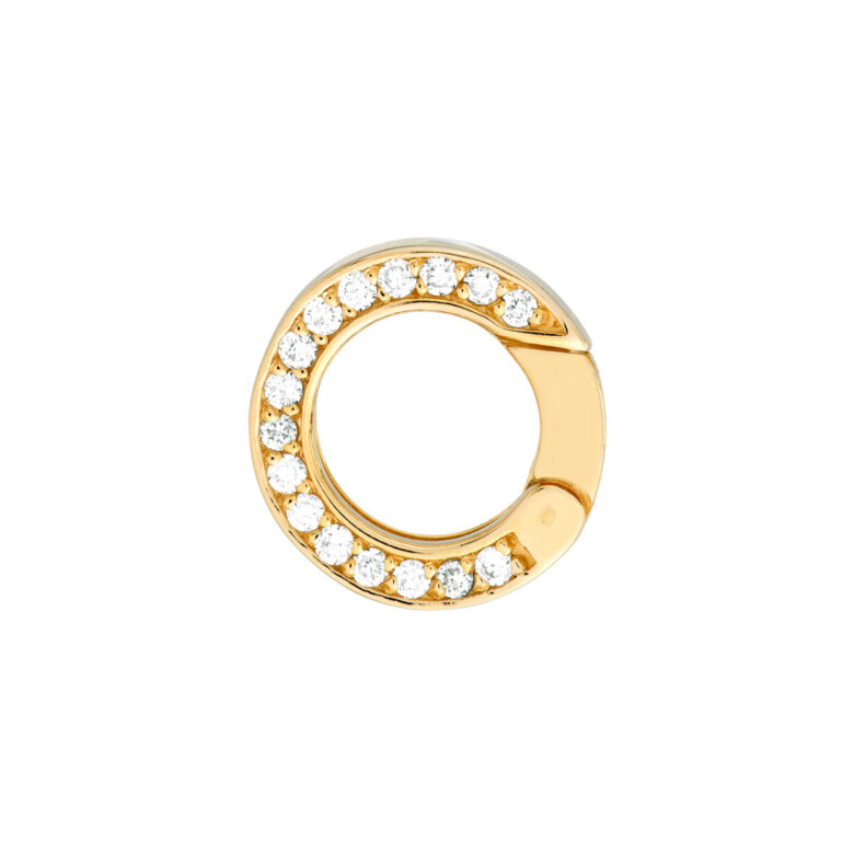 Diamond Round Push Lock - 14K Yellow Gold - by Dazyle