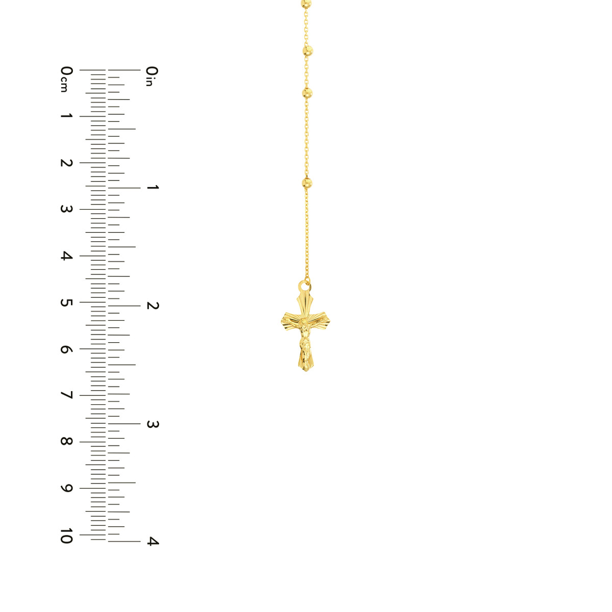 14K Yellow Gold Virgin Mary and Cross Rosary Necklace - 23.5 Inches - by Dazyle - Image 5