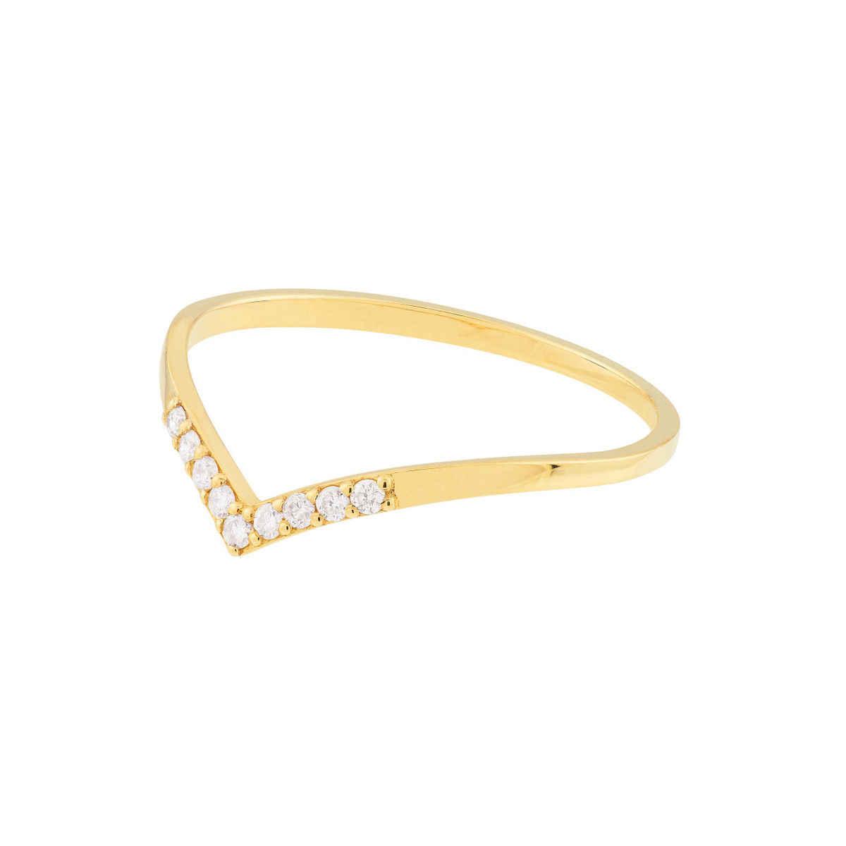 Diamond Chevron Ring 14K Yellow Gold - Sizes 6 7 8 - by Dazyle - Image 4