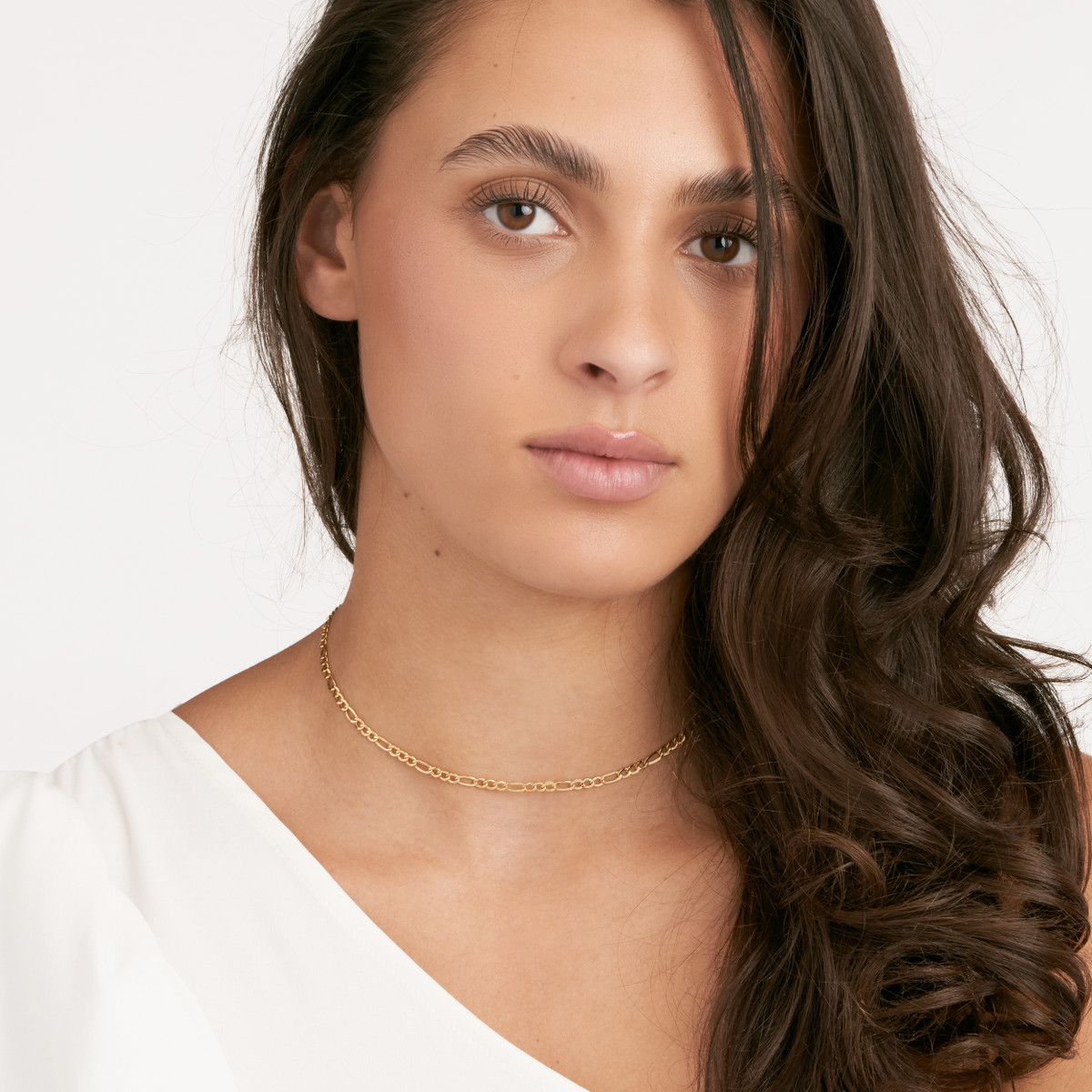 14K Yellow Gold Hollow Figaro Chain Adjustable Choker Necklace - Lobster Closure - by Dazyle - Image 2