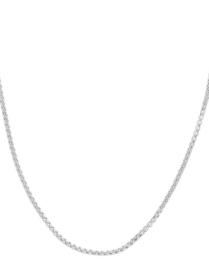14K White Gold Box Chain Necklace 2.8mm - 16 Inch Length - by Dazyle