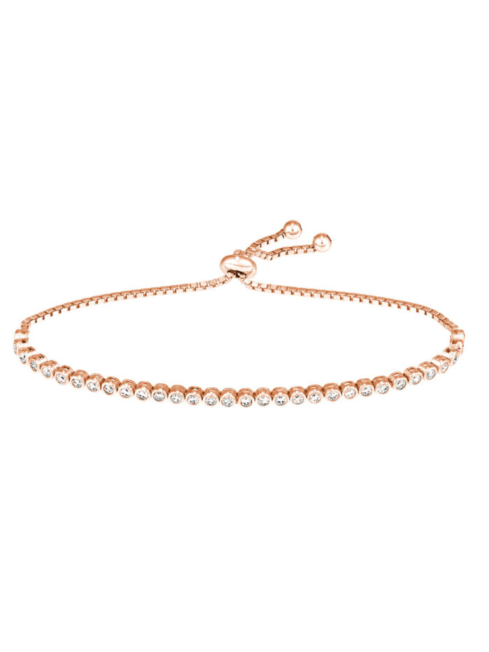 Rose Gold Plated Sterling Silver CZ Tennis Bracelet - Sterling Silver 9.5 Inches - by Dazyle