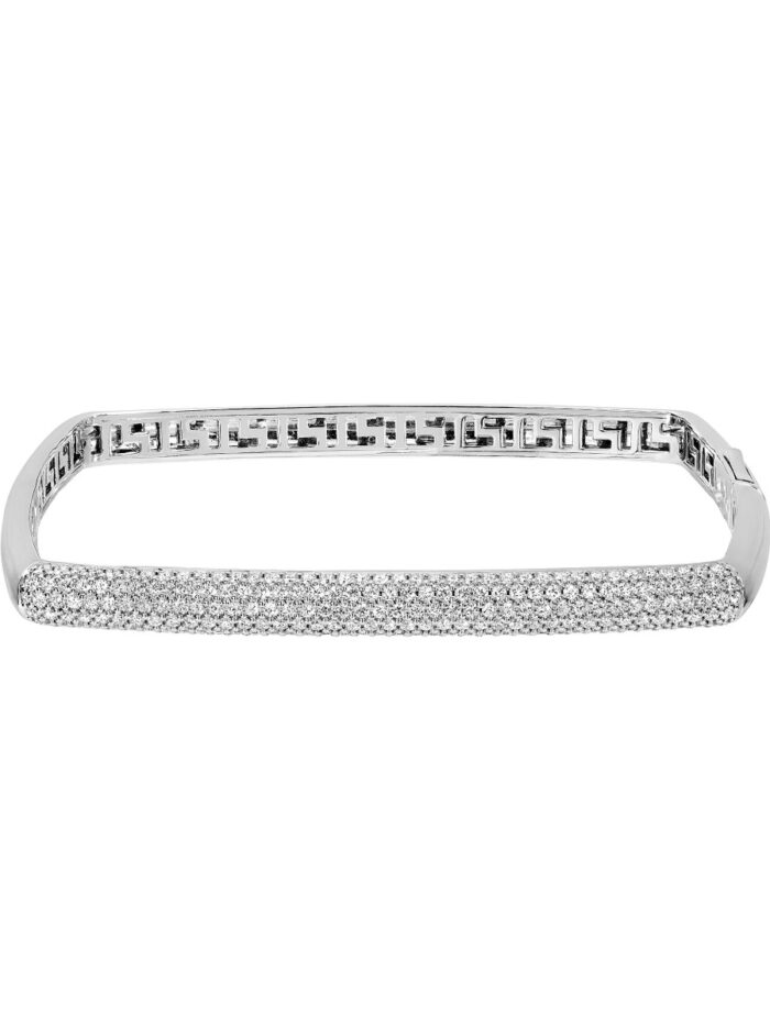 Pave Diamond Square Bangle - 14K White Gold - by Dazyle