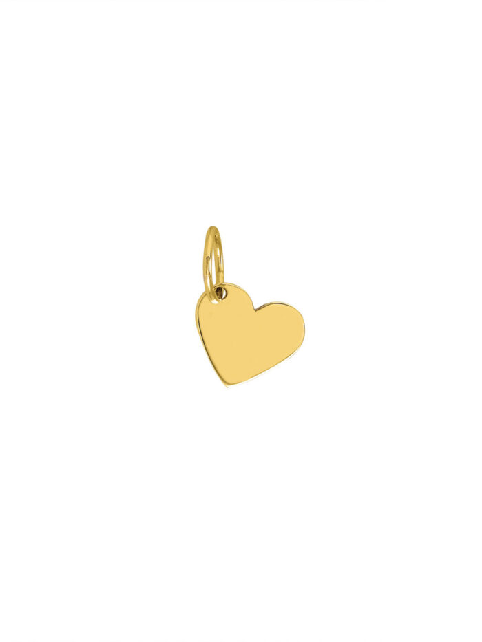 Mini Slanted Heart Engravable Charm - 14K Yellow Gold, 10x10mm - by Dazyle