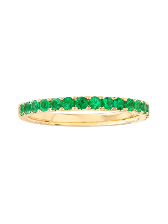Emerald Gemstone Stackable Band - 14K Yellow Gold - Size 4 - by Dazyle