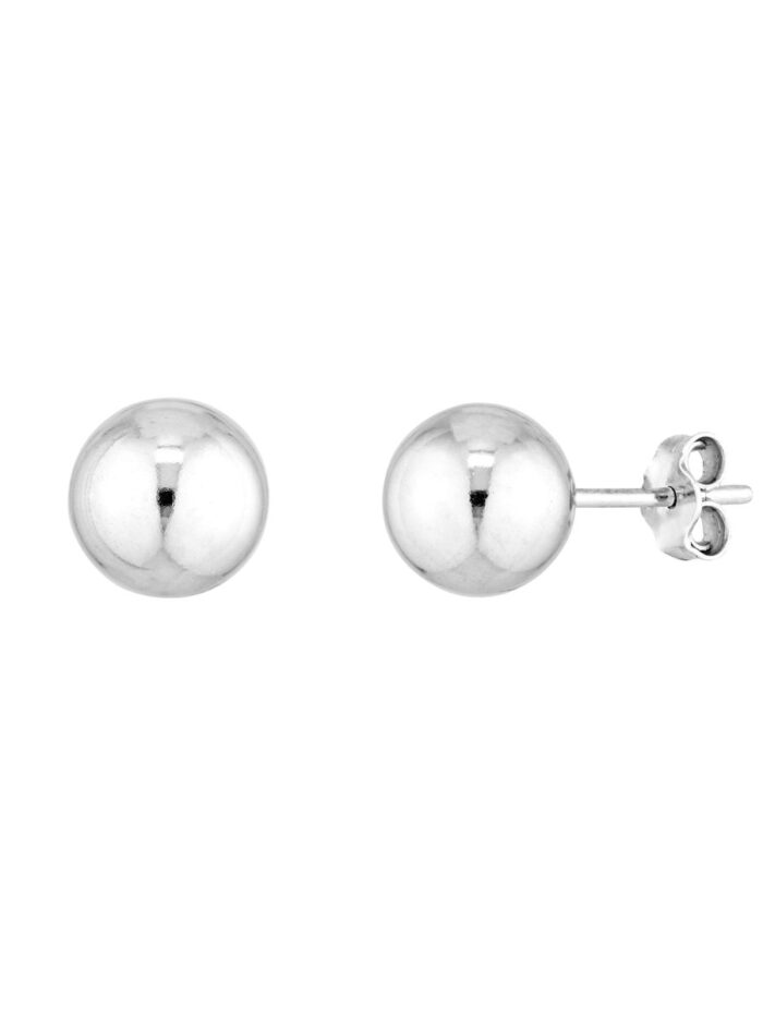 Sterling Silver 8mm Polished Ball Stud Earrings - Post & Nut Closure - by Dazyle