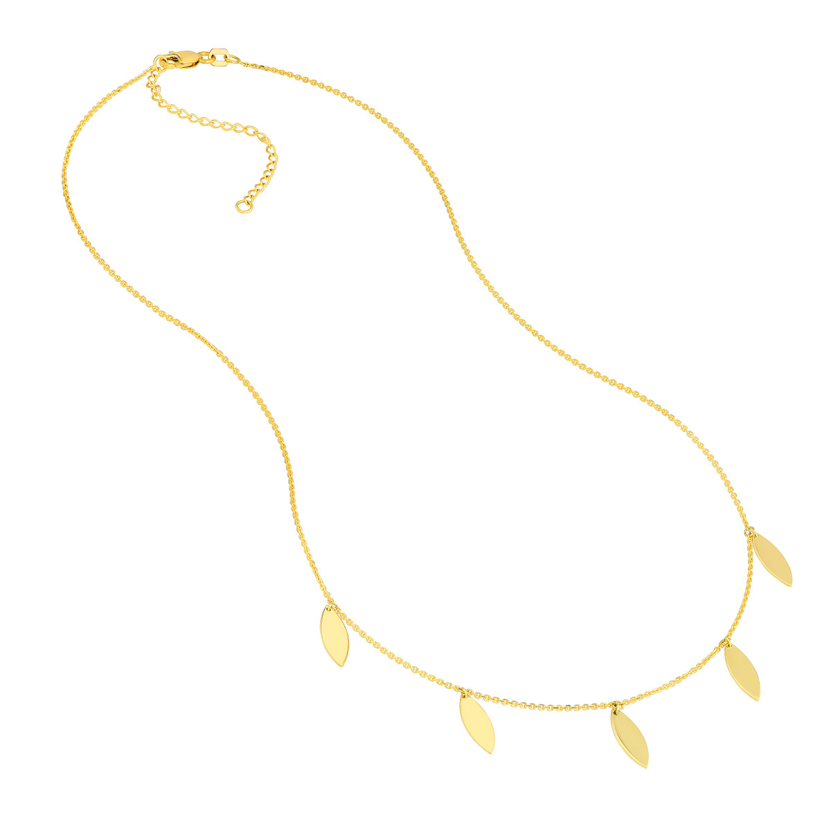 Marquise Drops Adjustable Necklace - 14K Yellow Gold - 16 to 18 Inch - by Dazyle - Image 3