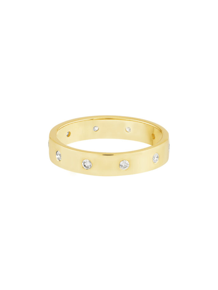 Flush Set Diamond Band |14K Yellow Gold |4mm |1/4ctw Diamonds - by Dazyle