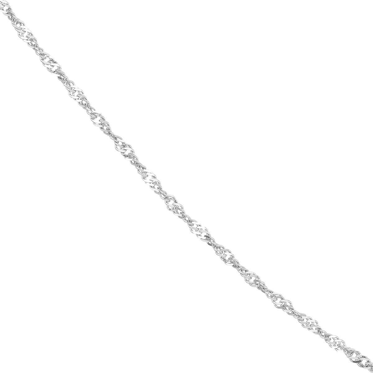 10K White Gold Singapore Chain with Spring Ring Closure - 1.4mm Width 16 Inch - by Dazyle - Image 2