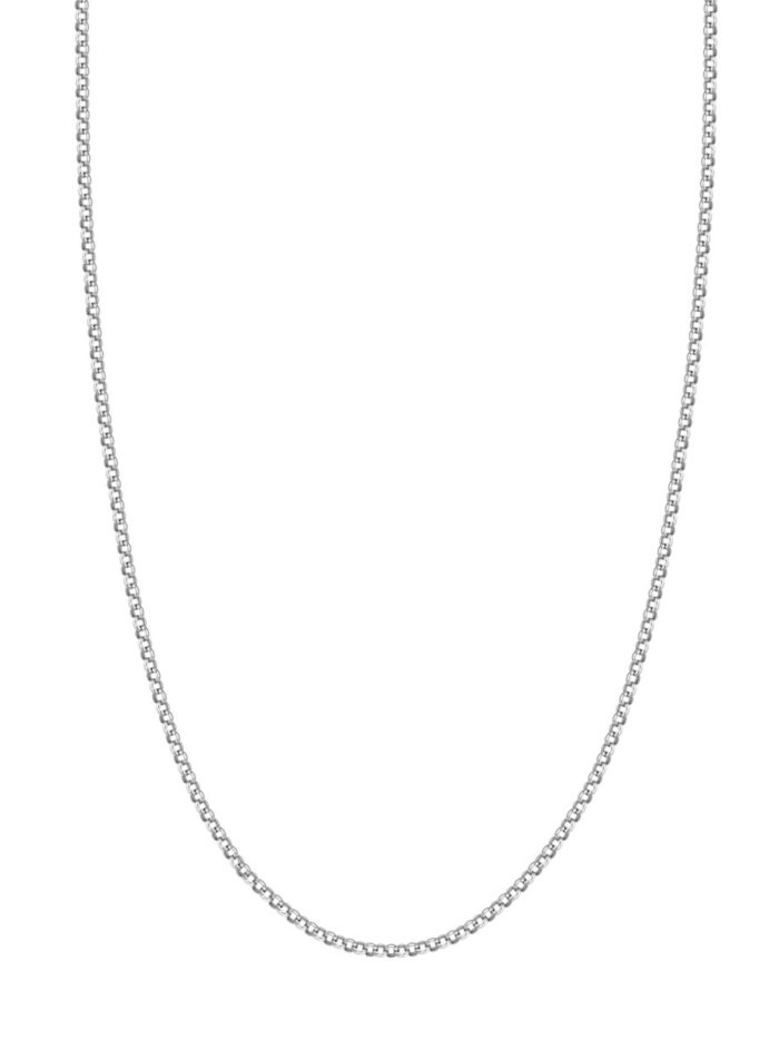 14K White Gold Rolo Chain Bracelet - 16 Inch - by Dazyle