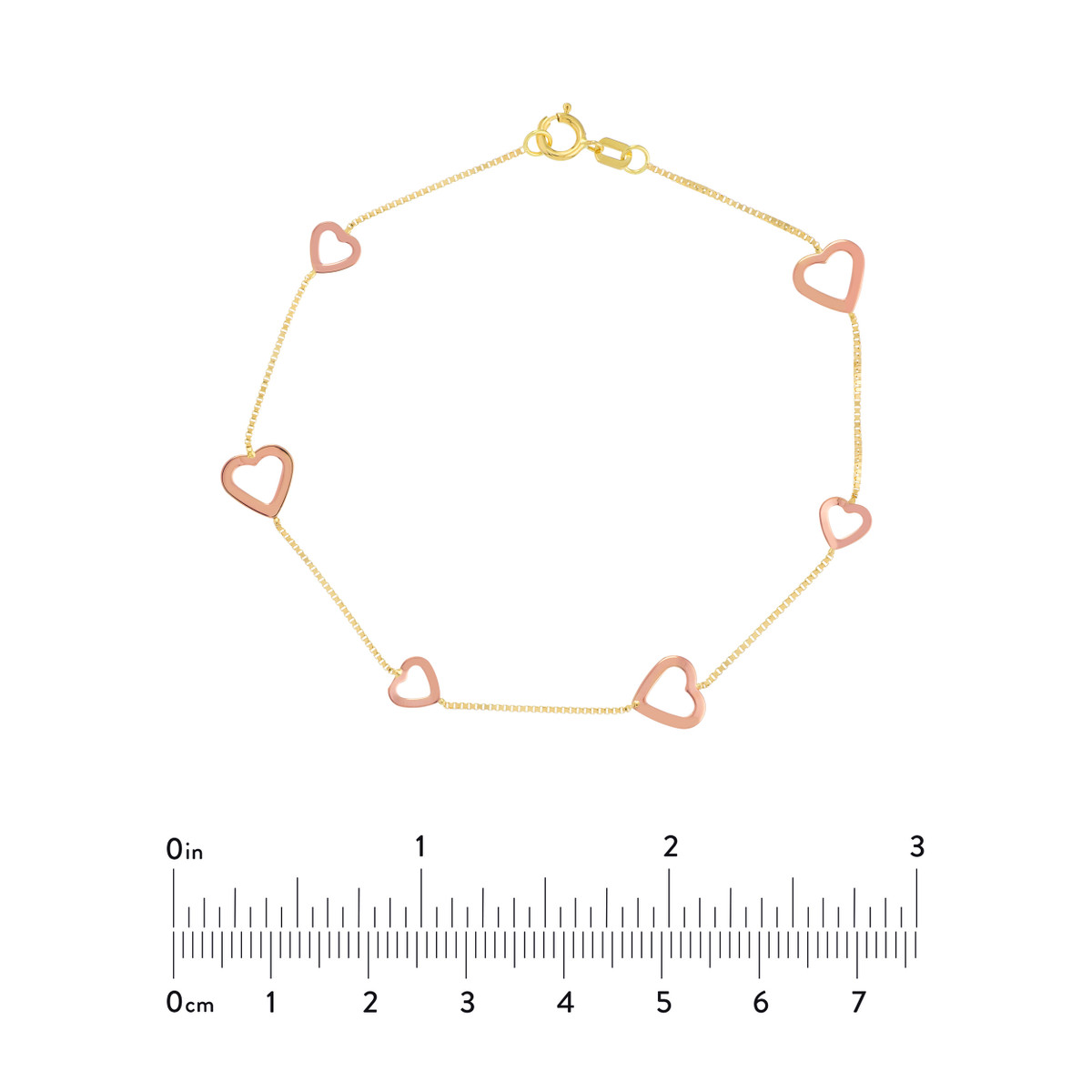 Two-Tone Open Heart Bracelet - 14K Rose & Yellow Gold - 7.5 Inch - by Dazyle - Image 4