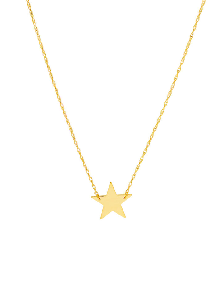 14K Yellow Gold Mini Star Adjustable Necklace - 14K Yellow Gold 18 Inches - by Dazyle
