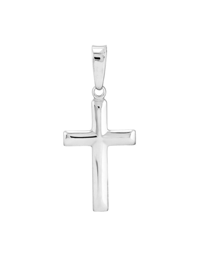 Sterling Silver Knife Edge Cross Pendant - Rhodium Plated - by Dazyle