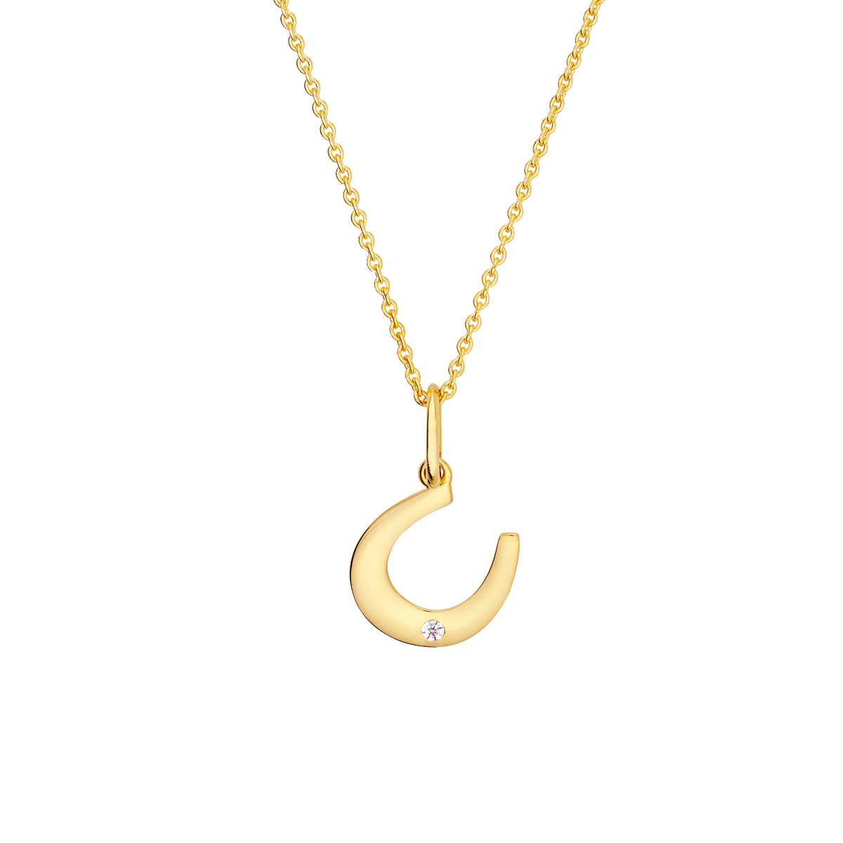 Horseshoe Charm with 1pt Diamond - 14K Yellow Gold - by Dazyle - Image 3