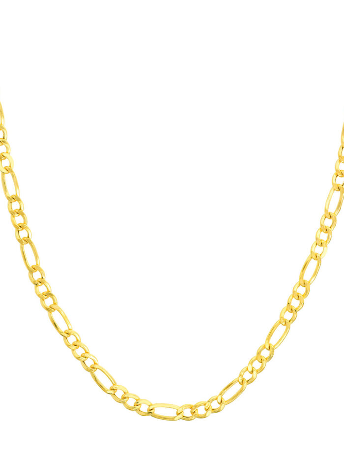 10K Yellow Gold Cuban Figaro Chain Necklace - 20 Inch - by Dazyle