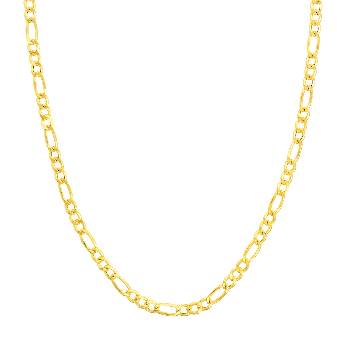 10K Yellow Gold Cuban Figaro Chain Necklace - 20 Inch - by Dazyle