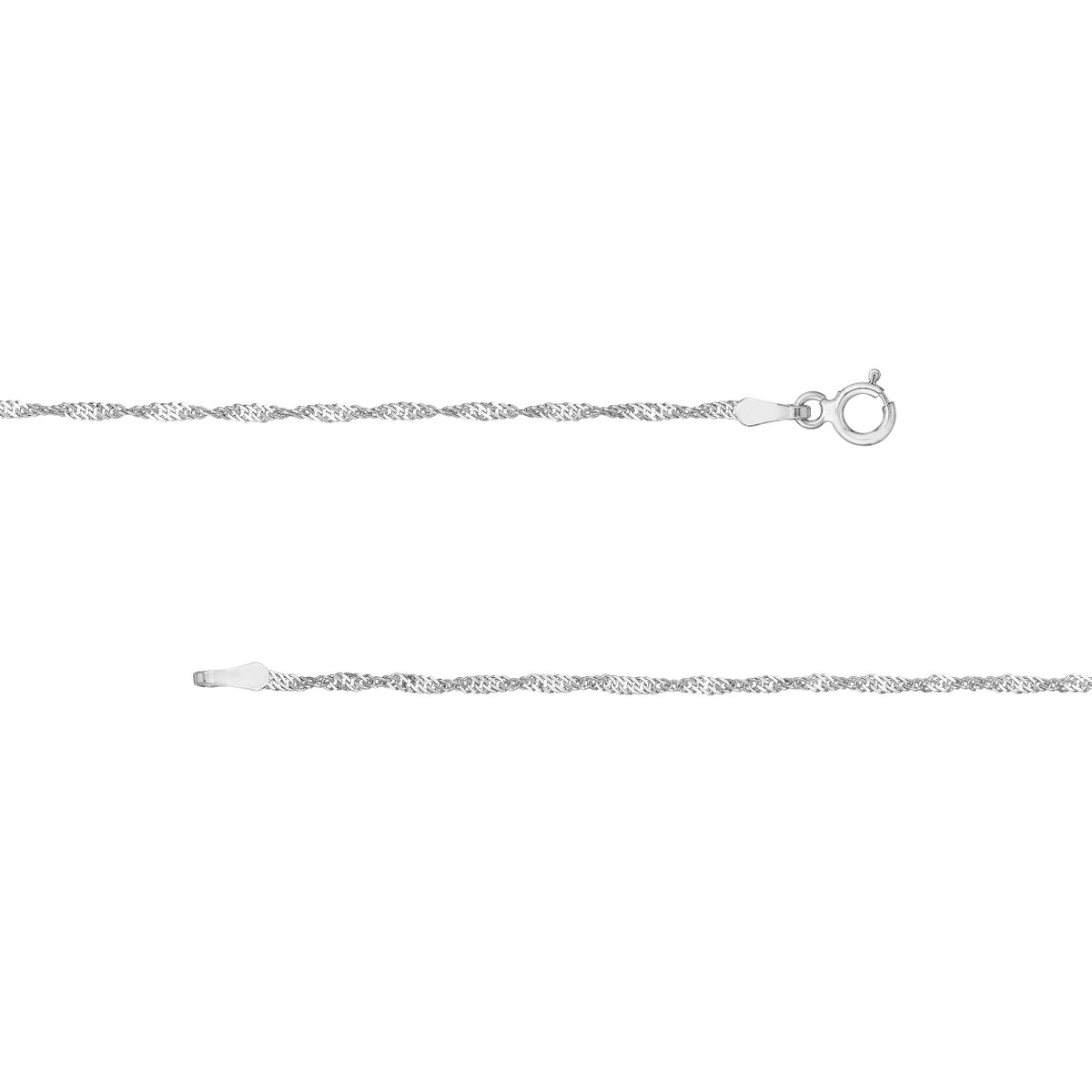 10K White Gold Singapore Chain with Spring Ring Closure - 1.4mm Width 16 Inch - by Dazyle - Image 4