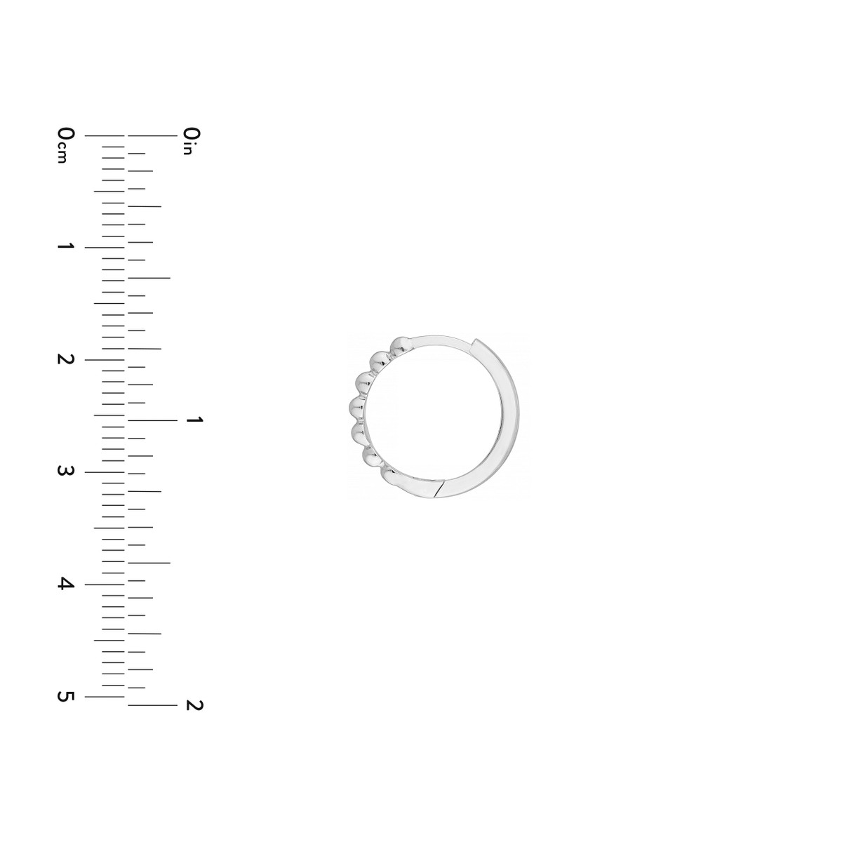 Beaded Huggie Hoop Earrings - 14K White Gold - by Dazyle - Image 4