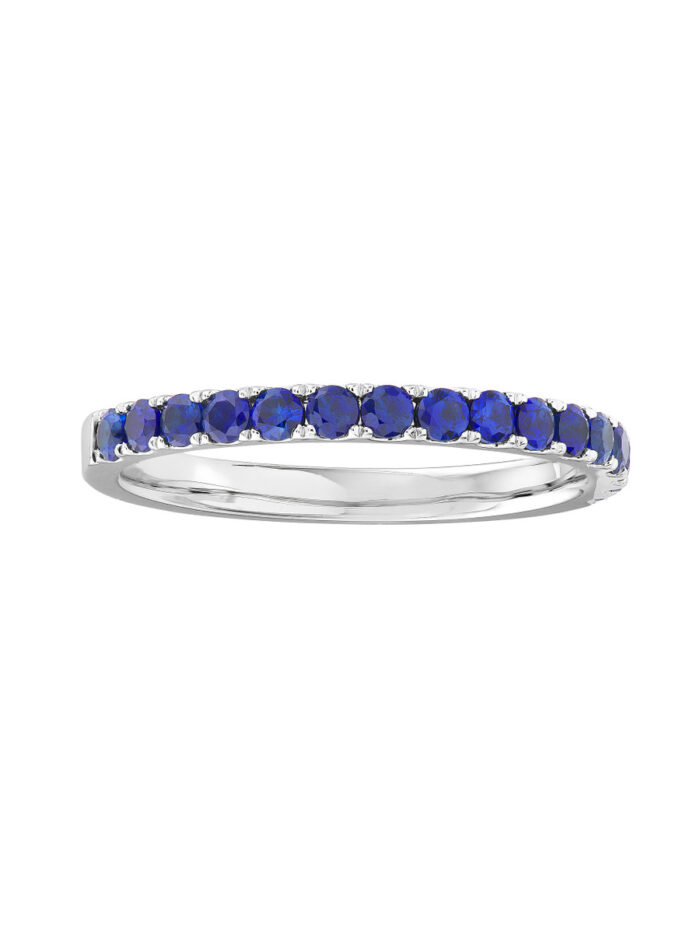Sapphire Gemstone Stackable Band in 14K White Gold - - by Dazyle