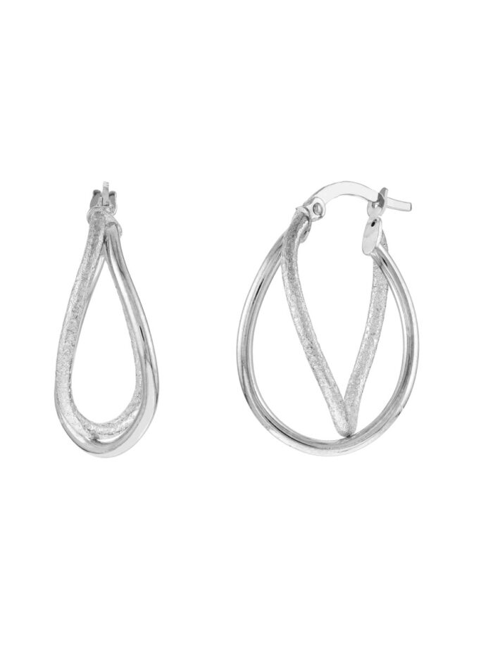 Double Twisted Hoop Earrings - 14K White Gold - by Dazyle