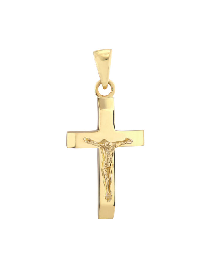Small Crucifix Pendant - 10K Yellow Gold - by Dazyle
