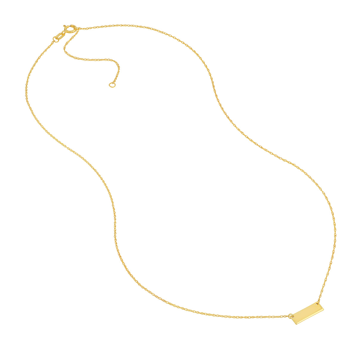 Engravable Mini Bar Pendant Necklace - 14K Yellow Gold Adjustable 16 to 18 Inches - by Dazyle - Image 4