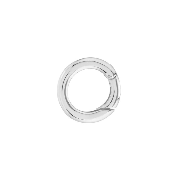 Round Push Lock - 14K White Gold - Charm Holder - by Dazyle