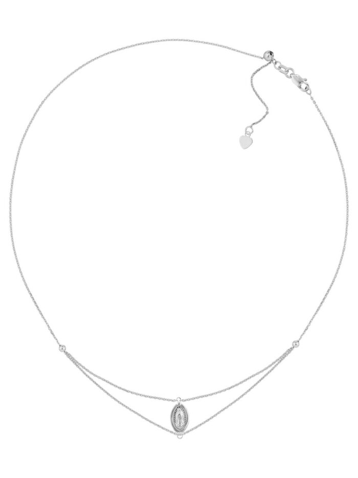Sterling Silver Virgin Mary Adjustable Choker - by Dazyle