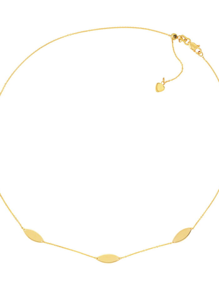 Marquise Stations Adjustable Choker - 14K Yellow Gold - Singapore Chain - Lobster Closure - by Dazyle