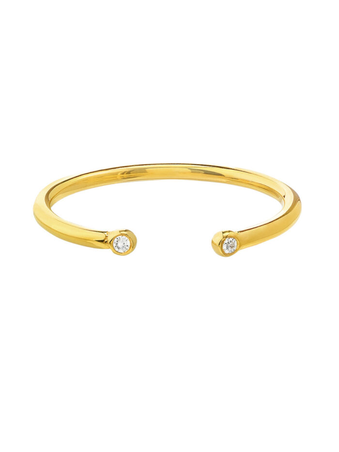 Diamond-Tipped Open Wire Ring - 2 Carat Diamond, 14K Yellow Gold - by Dazyle